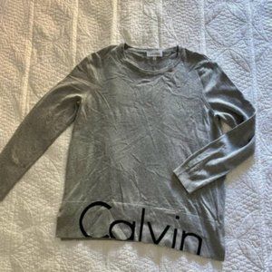 Calvin Klein Oversized Hem Logo Grey Sweater